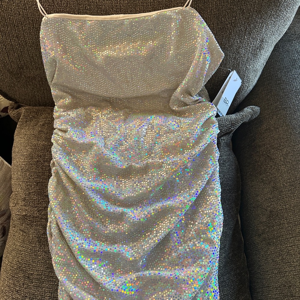 BP Strapless Silver Sequin Dress